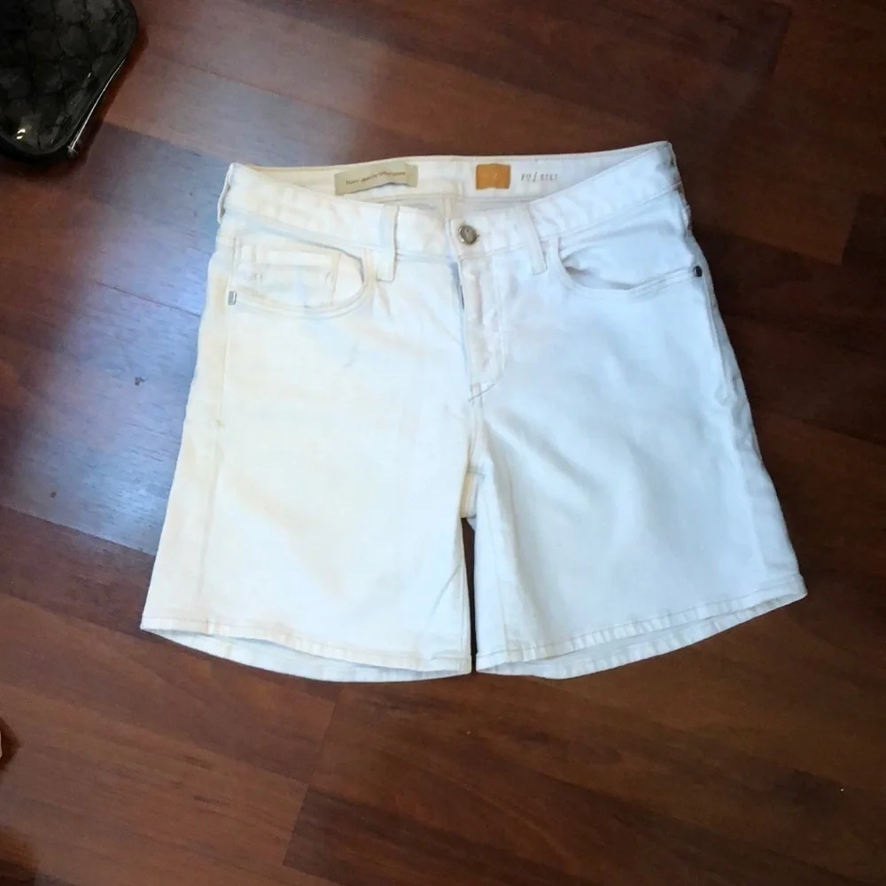 Anthropologie Pilcro & The Letterpress White Denim Bermuda Jeans Shorts Size 27 - Picture 2 of 9
